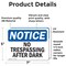 Signmission No Trespassing After Dark OSHA Notice Sign, Vinyl Decal, 7in W x 5in L, 2PK OS-2PACK-NS-D-57-L-14905 - alternate 3